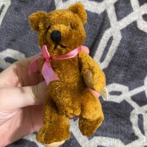 Small Articulated Brown Teddy Bear - Vintage, Dollhouse